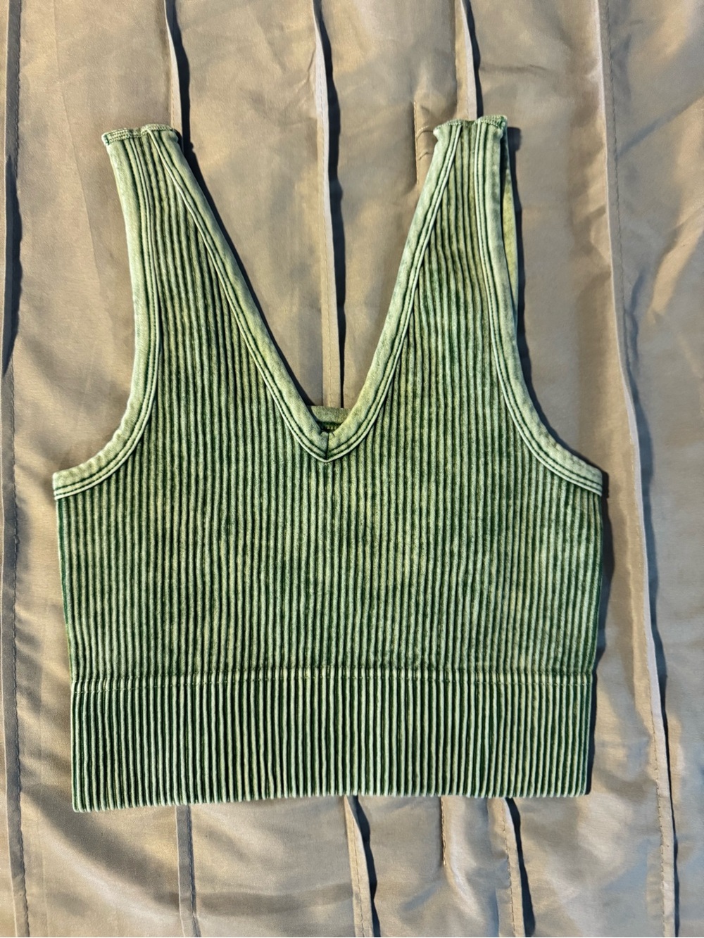 Zenana Outfitters Ribbed V-Neck Cropped Tank - Sage Green S/M
